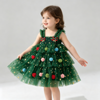 Nouvelle robe en tulle pour filles, décontractée, d'été, de Noël, mignonne, sans bretelles, à volants, avec nœud décoratif, robe tutu pour filles