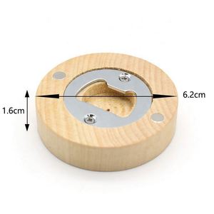 Laser Logo Round Fridge Wood Magnetic Bottle Opener Wedding <b>Gift</b> - Product Image 1