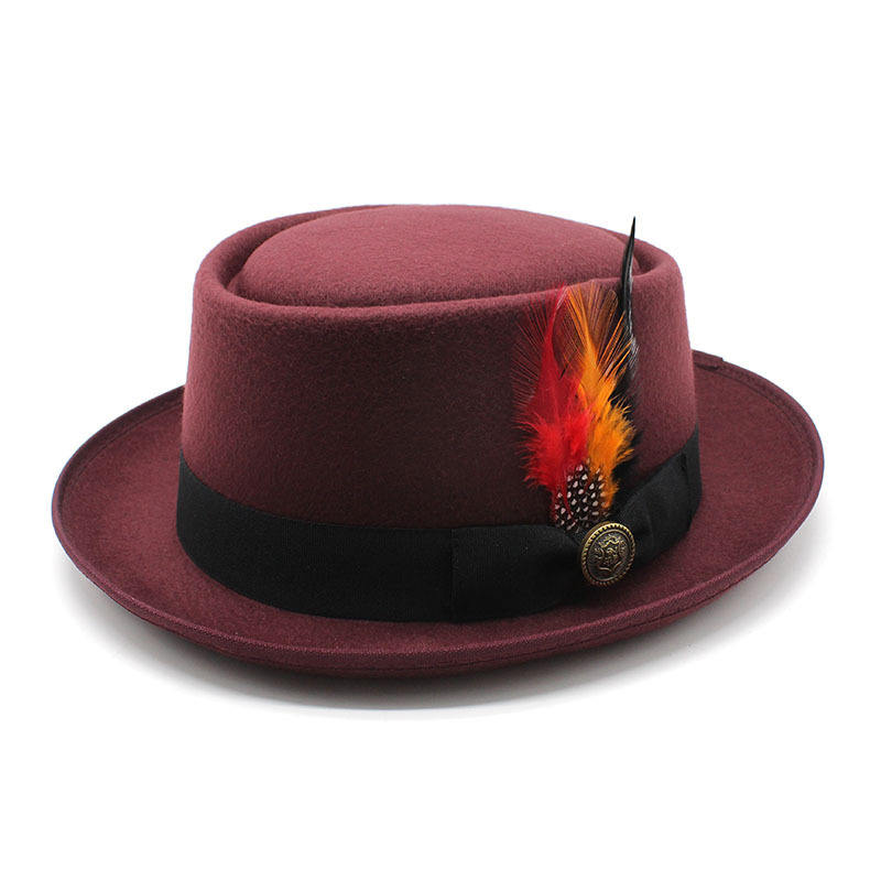 Wholesale Spring Autumn Mens Fedora Felt Small Bowler Men Pork Pie