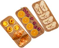 Lot de 3 longs plateaux de rangement rectangulaires en bambou pour le petit-déjeuner et le comptoir de la vanité Organisateur de nourriture Plateaux de service