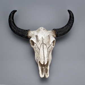 Taureau vache crâne tête taureau résine artisanat <span class=keywords><strong>Bison</strong></span> squelette tête tête d'animal tenture murale Statues pour la décoration d'halloween - Product Image 1