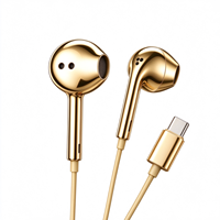 Écouteurs intra-auriculaires filaires Type C chromés en métal argenté