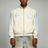 Veste de survêtement noire en nylon pour homme, personnalisée avec clous, coupe oversize, style streetwear, imprimé graffiti, coupe-vent avec bande contrastante