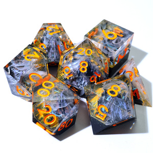 황량한 봉우리 다면체 RPG 주사위-던전 앤 드래곤을위한 수제 불모의 산 수지 DND 세트-M 옐로우 - Product Image 6