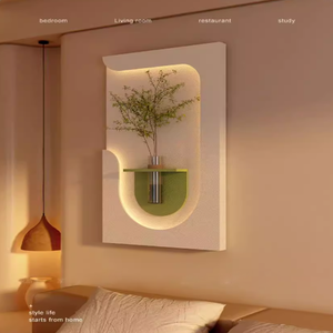 Peinture murale en <span class=keywords><strong>grès</strong></span> tridimensionnelle, plante verte hydroponique, crème de vent pour la maison, pour le salon, l'entrée, art mural - Product Image 5