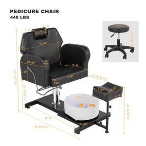 Silla de pedicura y manicura para salón de belleza, silla reclinable para masaje de pies, silla para baño de pies. - Product Image 5