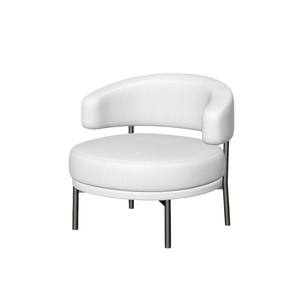 Modern Single <b>Sofa</b> Chair White Upholstered Round Seat Living Room Lounge Chair - Product Image 5
