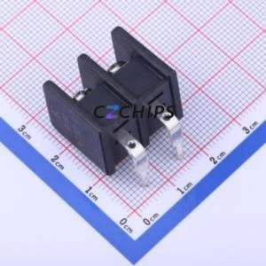 DBT30R-9.5-2P-BK-P Barrier Terminal Block Bent Lead Through Hole,P=9.5mm Connector Two Sides 9.5mm 1x2P Right Angle Pin - Product Image 1
