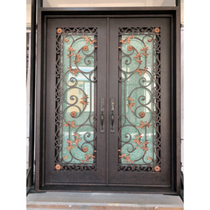 Puerta <span class=keywords><strong>de</strong></span> Hierro forjado principal francés <span class=keywords><strong>de</strong></span> entrada moderna, puerta doble - Product Image 3