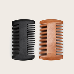 Peigne à barbe en bois naturel noir, mini outil de coiffage portable pour hommes, soin de la barbe - Product Image 3