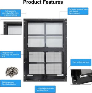 NeatiEase 2 Pack Contemporary Design <strong>Shed</strong> <strong>Windows</strong> Black <strong>Frame</strong> 12x18 Flush Mount Small <strong>Window</strong> Tempered Glass Fiberglass Screen - Product Image 4