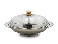 Plateau de service moderne de luxe en acier inoxydable durable et écologique avec couvercle en dôme pour la restauration et les banquets