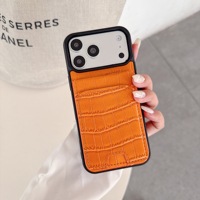 Dernière coque de téléphone antichoc à motif PU avec double fonction, compatible avec les modèles 14 Plus, 15, 16, 17 Pro Max