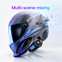 Casque Intercom Moto 5.3 avec Écran LCD, Radio FM, Partage de Musique via Carte TF, Étanchéité IPX6, Autonomie 1000mAh, Portée 500M pour 2 Motards