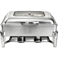 Ensemble de réchauds de buffet commerciaux 9L, réchaud martelé avec couvercle en verre transparent pour service de plats chauds lors de mariages et banquets