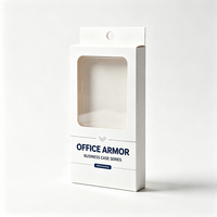 Boîte d'emballage en papier bleu marine personnalisée pour coque de téléphone, style minimaliste, avec fenêtre en PVC pour affichage – Vente en gros