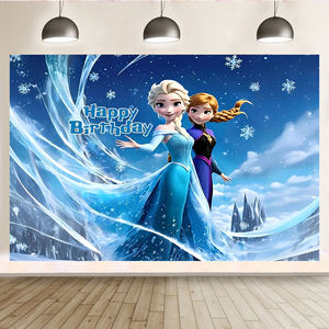 प्रचार पार्टी ने जमे हुए थीम एल्सा राजकुमारी पृष्ठभूमि वाली लड़की को जन्मदिन की सजावट की पृष्ठभूमि - Product Image 6