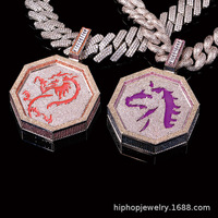 Liontin Talisman Zodiak Cina Bercahaya dalam Gelap Grosir 60mm Hip Hop CZ Charm Cocok untuk Rantai Cuban