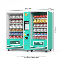 Distributeur automatique double grande capacité, distributeur automatique de boissons et d'aliments en libre-service avec paiement par pièces/jetons/espèces