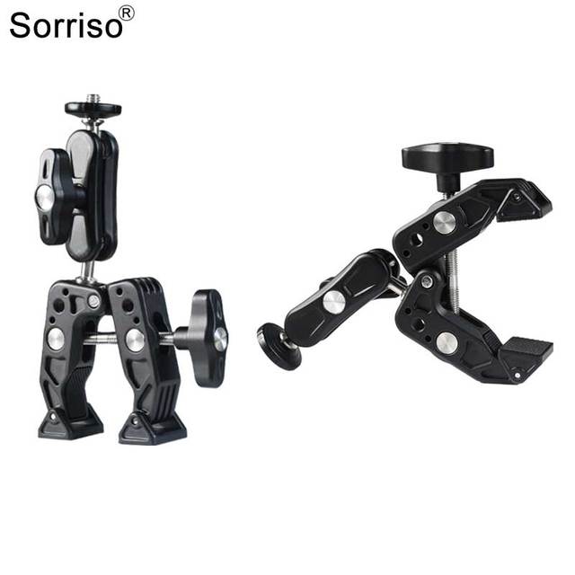 SORRISO Crab Clamp Clip Magic Arm Mount ALuminium Multi-Functional Super Clamp with 1/4 Screw for Action Camera Insta360 Gopro