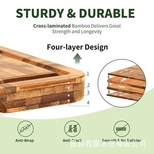 Juego de tablas de cortar de madera con diseño de tablero de ajedrez, con soporte, rectangulares, aptas para lavavajillas, gruesas, para uso doméstico. - Product Image 4