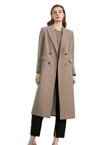 2023 <strong>Winter</strong> Fashion Modest Women's Custom Stripe <strong>Long</strong> Trench <strong>Coat</strong> for <strong>Ladies</strong> - Product Image 1