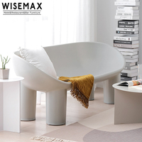 Fauteuil de salon en plastique de style nordique minimaliste avec cadre coloré et coussin en forme d'éléphant, fauteuil d'appoint en plastique pour balcon
