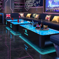 Table basse en verre éclairée par LED moderne pour KTV, bar à domicile, parc, hôtel, salle de sport, boîte de nuit, salon, sous-sol, entrée