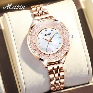 Montres pour femmes en strass de luxe, montres pour femmes à bracelet en acier imperméables et élégantes, vente en gros de montres-bracelets à quartz - Product Image 1