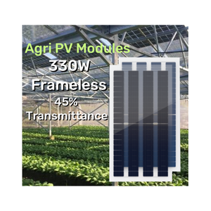 Không khung truyền Kính nông nghiệp nhà kính nông nghiệp <span class=keywords><strong>PV</strong></span> 330W kính đôi bifacial nông nghiệp bipv tấm pin mặt trời - Product Image 1