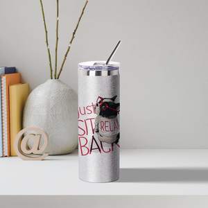 Gobelet isotherme fin à sublimation vierge, argenté, 20 OZ, en acier inoxydable droit, avec couvercle et paille métallique, pour café - Product Image 6