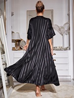 Ensemble pyjama d'été 2 pièces pour femme : Robe longue de luxe en satin tissé à motifs floraux et robe, taille élastique thermique, logo frontal