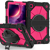 Étui robuste de qualité supérieure pour Lenovo Tab One 8.7 K9 TB305FU 2025, avec support rotatif à 360°, dragonne et bandoulière, couleur Rose Rouge, directement de l'usine