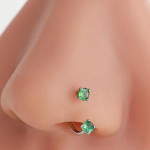 新デザイン クローバー ステンレス製 U字型 ホースシューポスト ノーズリング ダブルエンド ジルコン パーソナライズド ノーズピアス ノーズリング - Product Image 4