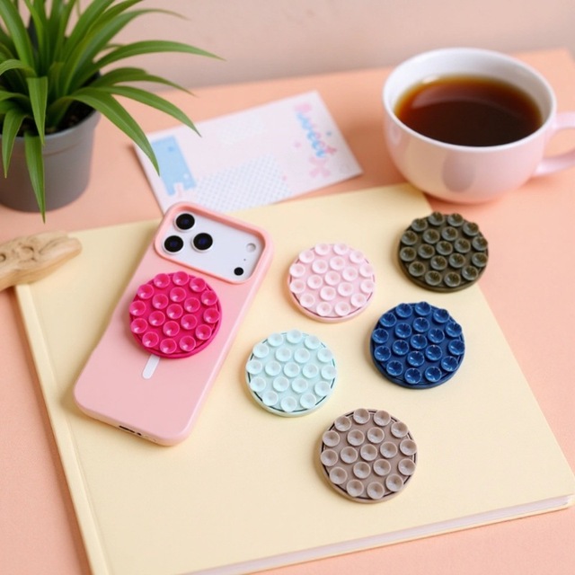 Mobile Phone Non-Slip Silicone Double-Sided Suction Cup Magnetic Bracket for Bathroom Kitchen Car Case