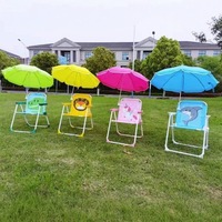 Chaise pliante d'extérieur pour enfants avec parasol, tabouret portable en métal pour camping et plage