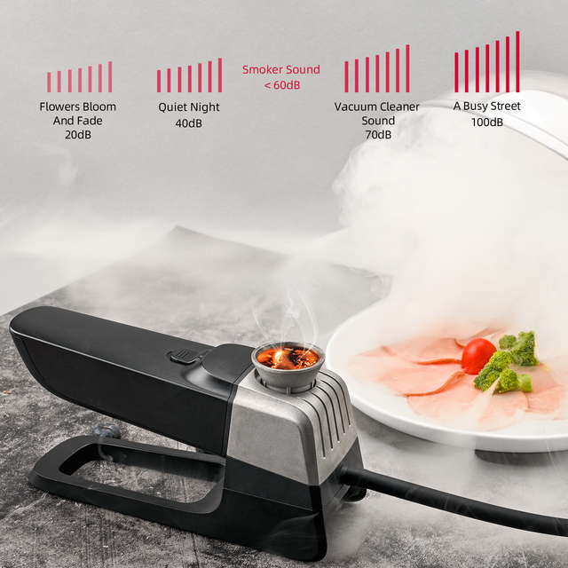 Portable Electric Handheld Smoke Infuser with Self-Locking Button & Efficient Fan System Meat Salmon Kitchen Appliance Smoker
