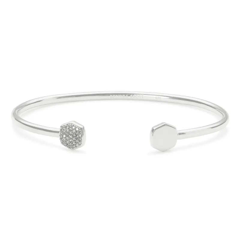 Provence Sterling Silver Cuff Bracelet In White Diamond Bracelet Gift for Men Silver 925 Open Bangle