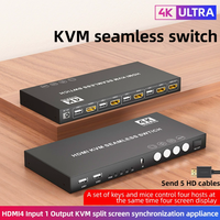 Commutateur KVM sans coupure 4 entrées 1 sortie avec multiviewer quadri-écrans et synchroniseur USB intégré pour clavier/souris