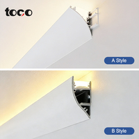 Profil LED en aluminium 4318, éclairage LED linéaire à montage en surface pour lavage mural haut et bas, éclairage de plafond en plâtre, éclairage de ligne de taille