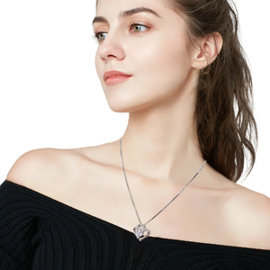 فضة 925 القلب كريستال قلادة قلادة للنساء المجوهرات بالجملة هدية للأم ابنة قلادة - Product Image 6