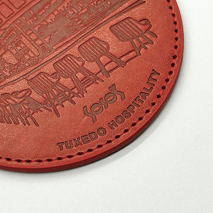 Factory Wholesale Customized Logo Modern round PU Leather Table <b>Coaster</b> Set Handmade European Style Classic <b>Drink</b> Mat Holder - Product Image 6