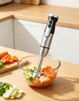 Mixeur plongeant électrique multifonctionnel en acier inoxydable à deux vitesses avec bouton-poussoir, 4 lames, nettoyage en un clic, certifié CE pour