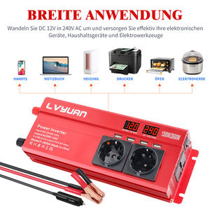 <span class=keywords><strong>LVYUAN</strong></span> Convertisseur de puissance pour voiture 2000W <span class=keywords><strong>1000W</strong></span> Convertisseur 12V DC à 110V/220V AC avec 4 ports USB et LCD pour le chargement du véhicule - Product Image 6