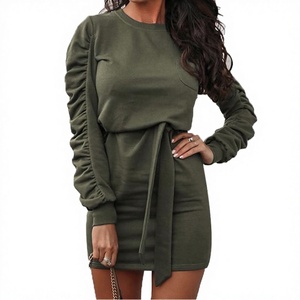 Vestido de Mujer para Principios de Otoño, Estilo Casual, Largo hasta la Rodilla, Silueta en A, Poliéster, Mangas Largas, Cuello Redondo, Transpirable - Product Image 3