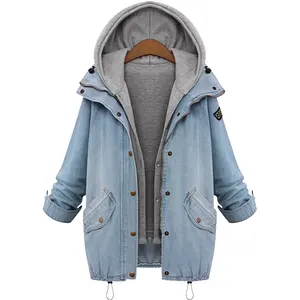 Jacketown Koreaanse Vrouwen Twee Stuk Hooded Vest Denim Jeans Jassen Plus Size Denim Jas Voor Dames