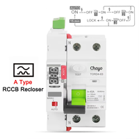 Dispositif de protection différentielle automatique à réenclenchement automatique Chayo Mini Smart RCCB 2P 230V 6KA 63A 10mA 30mA 100mA 300mA