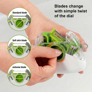 مقشرة خضروات وفواكه دوارة من الفولاذ المقاوم للصدأ بشكل دائري للمطبخ، مقشرة وقطاعة 3 في 1 للبطاطس والجزر والطماطم، الأكثر مبيعًا - Product Image 2