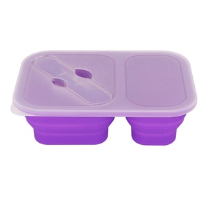 Contenitore di alimento Pieghevole Pieghevole <span class=keywords><strong>2</strong></span> Vano Bambini da Asporto Microonde Scatola di Pranzo Del Silicone - Product Image 3