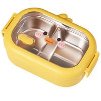 Boîte à lunch isotherme en acier inoxydable motif dessin animé, compartiment dédié pour étudiants et bureau, mignon canard avec séparateur, boîte à repas rapide portable pour enfants